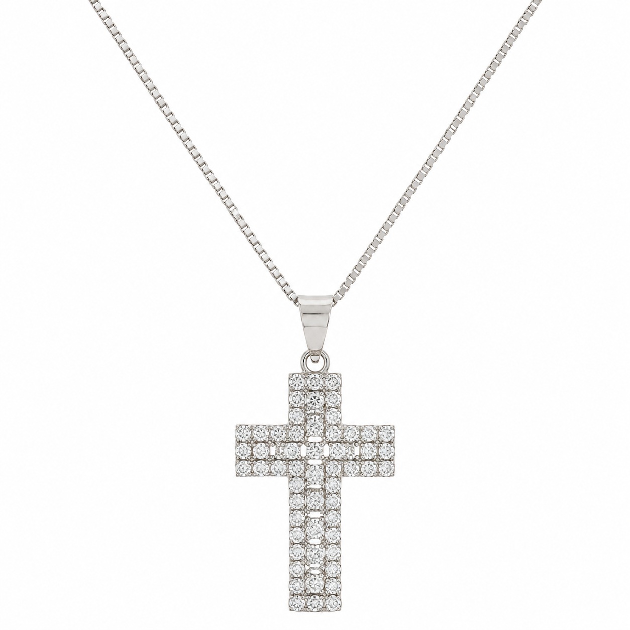 CROSS Full-Stone with Chain SENZIO Collection White Gold K14 with Zircon Stone 5MAK.213BC - 