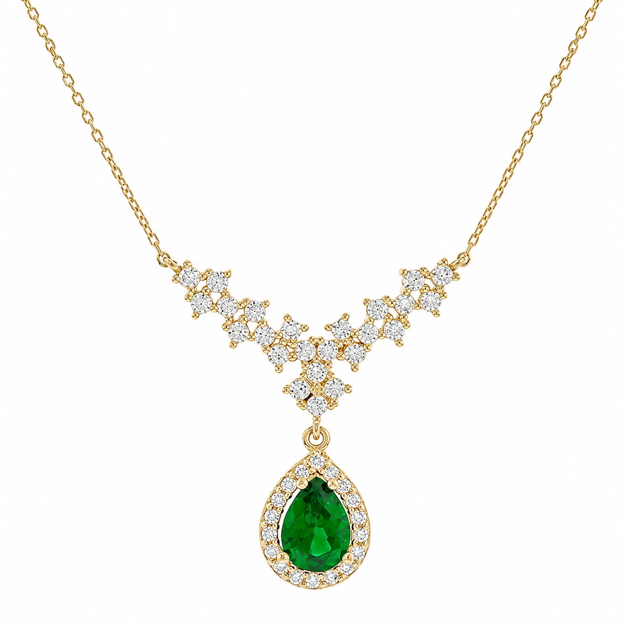 NECKLACE Rosette SENZIO Collection K14 Yellow Gold with Zircon Stones 5MAK.3430C - 