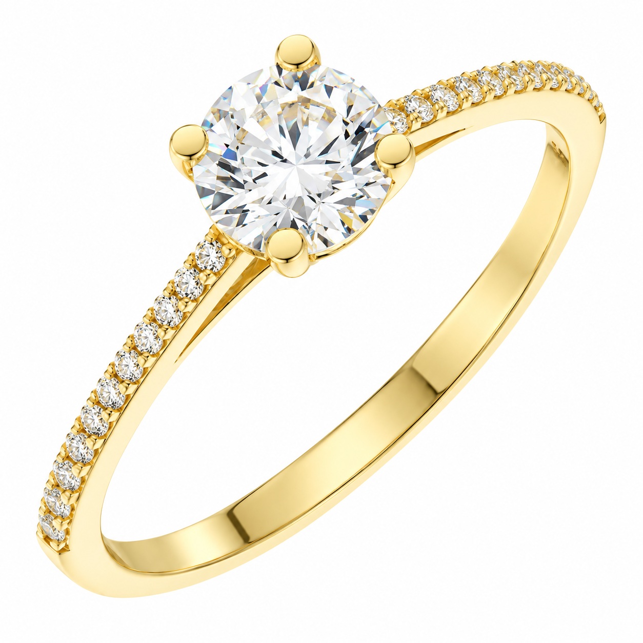 RING Solitaire SENZIO Collection K14 Yellow Gold with Zircon Stones 5MAK.42R - 