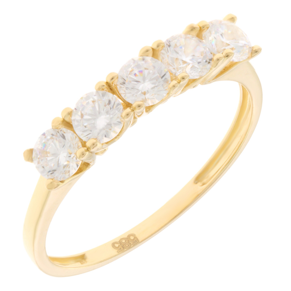 RING Row Yellow Gold K14 with Zircon Stones 5MAK.4300R