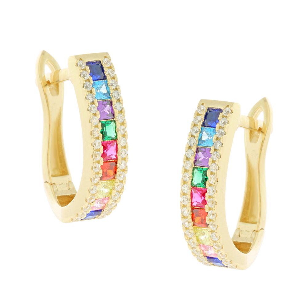 ΣΚΟΥΛΑΡΙΚΙΑ Πετράτα SENZIO Collection Κίτρινο Χρυσό Κ14 με Πέτρες Ζιργκόν 5MAK.181083OR