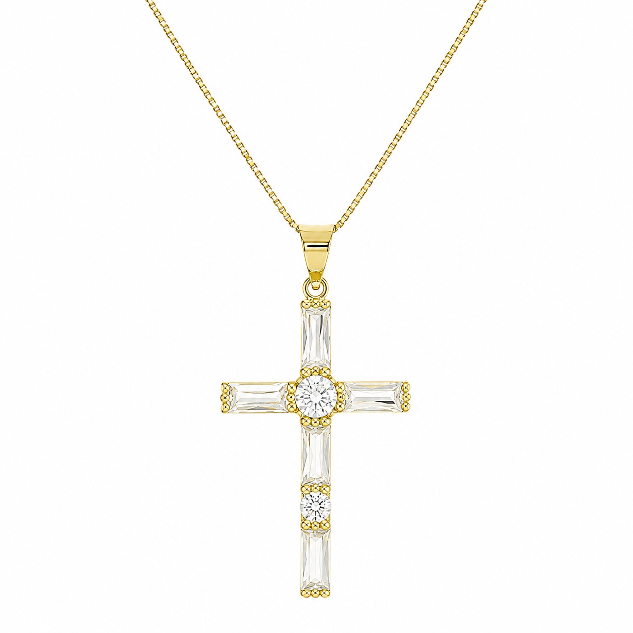 CROSS Full-Stone with Chain SENZIO Collection Yellow Gold K14 with Zircon Stone 5MAK.319C - 