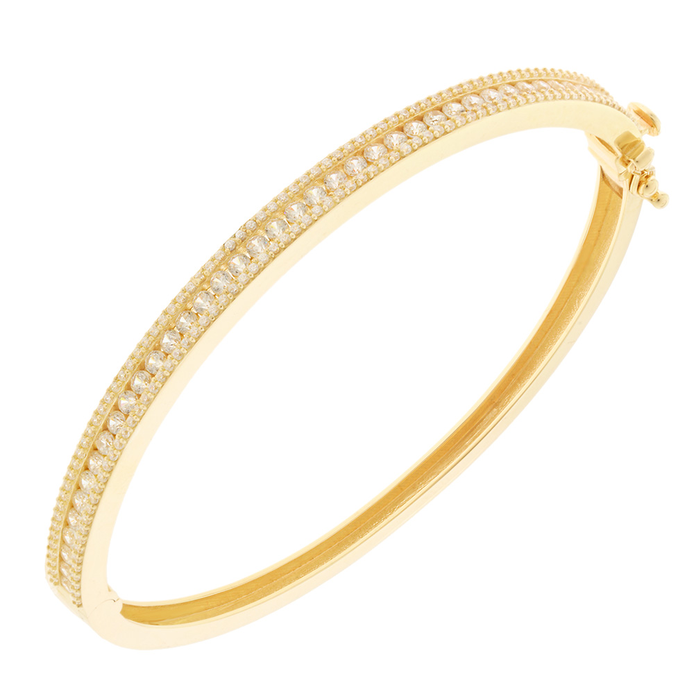 BRACELET Bangle SENZIO Collection 14K Yellow Gold with Zircon Stones 5MAK.340B