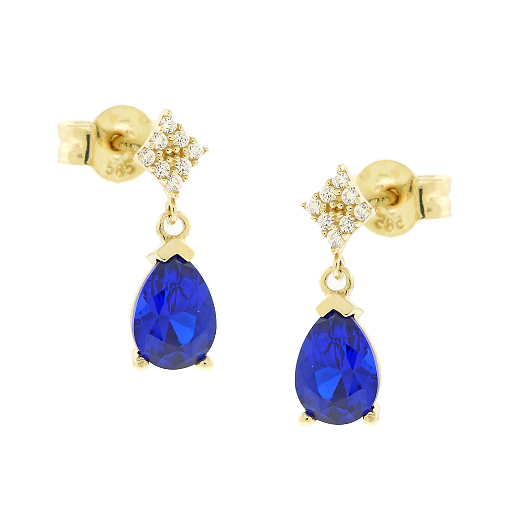 EARRINGS Hanging SENZIO Collection Yellow Gold K14 with Zircon Stones 5MAK.7702OR