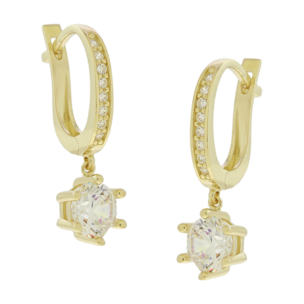 EARRINGS Full Stones SENZIO Collection Yellow Gold K14 with Zircon Stones 5MAK.8733OR