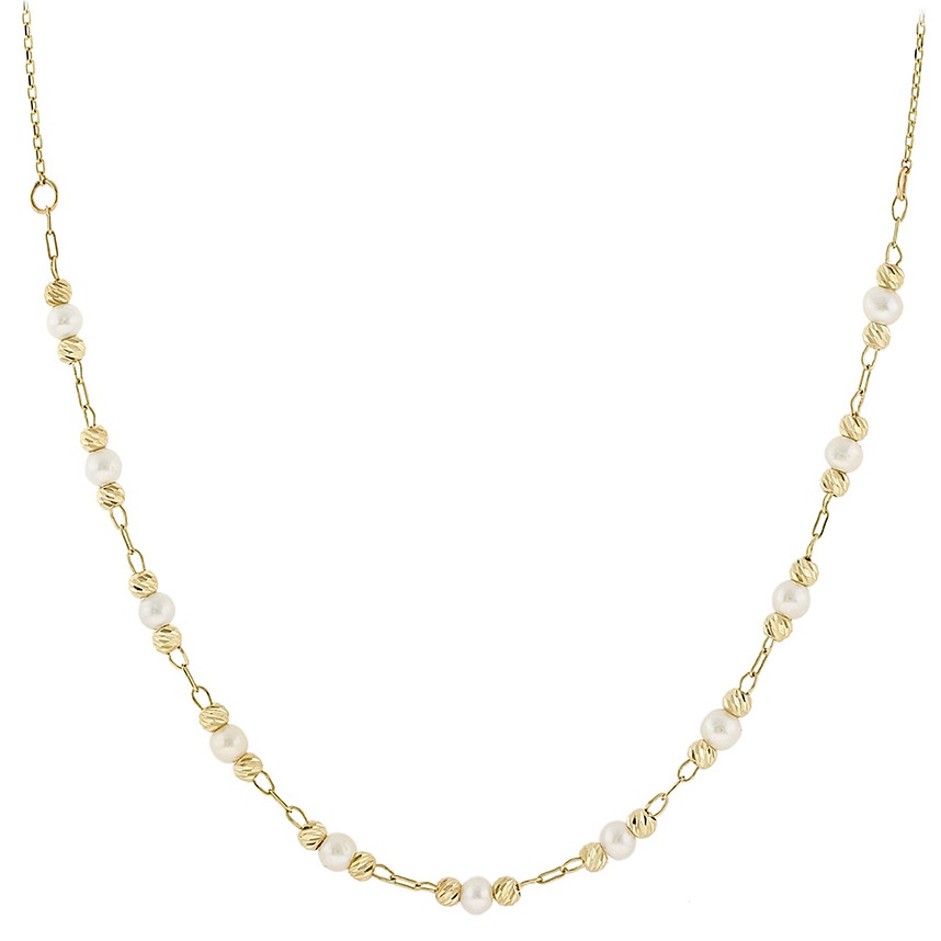 NECKLACE SENZIO Collection Yellow Gold K14 with Pearls 5MAK.9928C - 