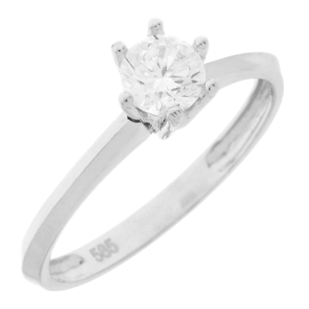 RING SENZIO Collection Single Stone White Gold K14 with Zircon Stones 5NI.308BR