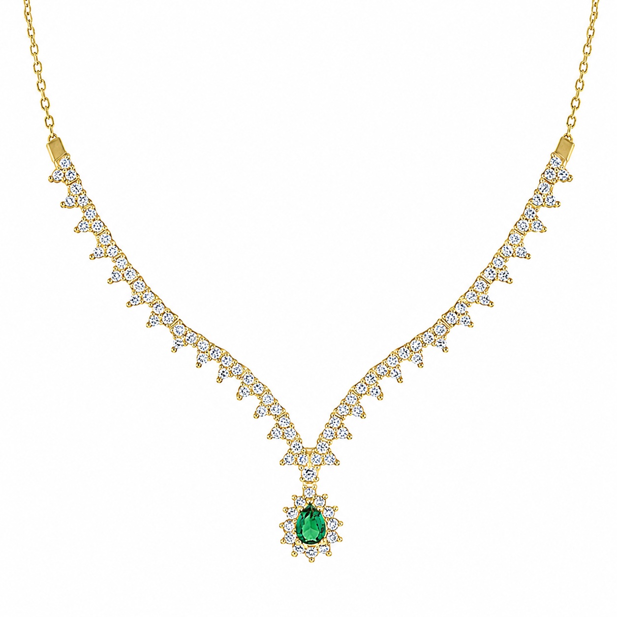 NECKLACE Rosette SENZIO Collection K14 Yellow Gold with Zircon Stones 5NI.8810C - 
