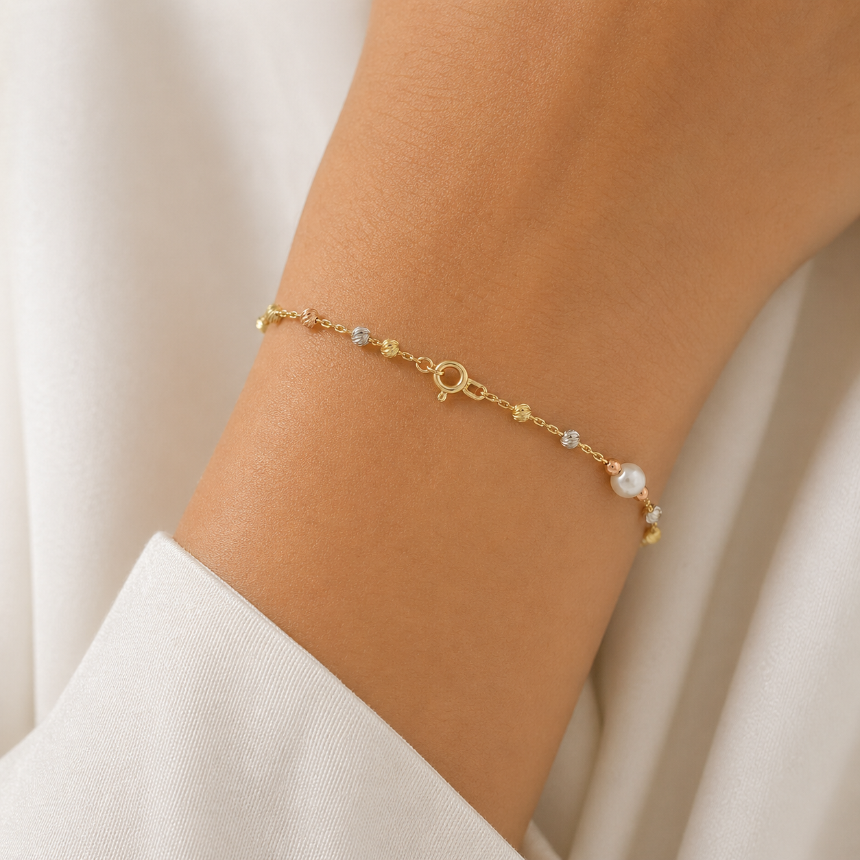 ΒΡΑΧΙΟΛΙ SENZIO Collection Κίτρινο Χρυσό Κ14 με Μαργαριτάρια 5NI.112RGB - 