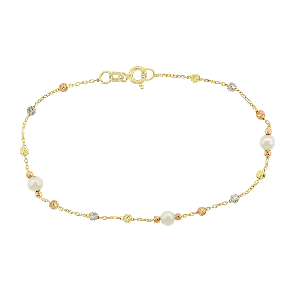 ΒΡΑΧΙΟΛΙ SENZIO Collection Κίτρινο Χρυσό Κ14 με Μαργαριτάρια 5NI.112RGB - 