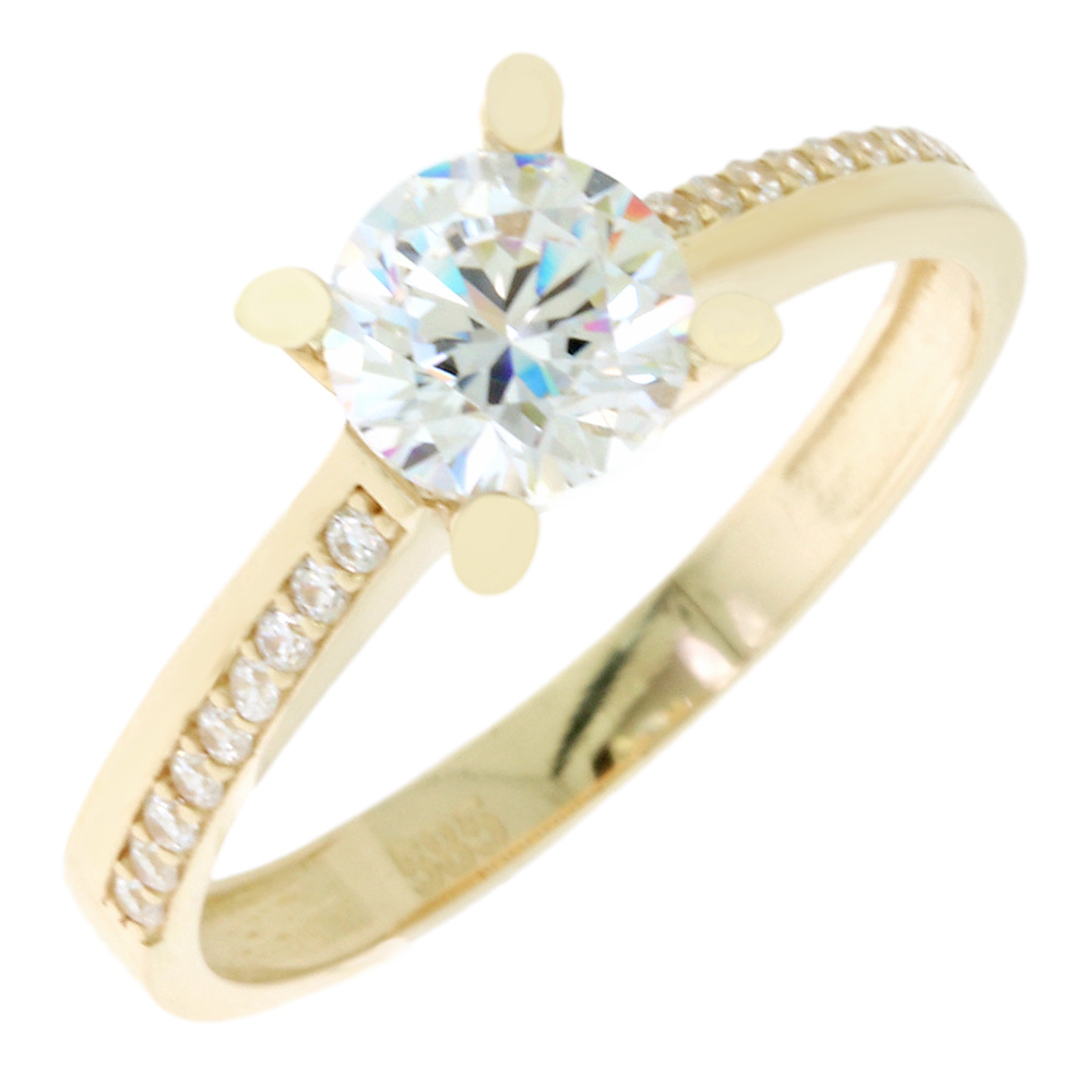 ΔΑΧΤΥΛΙΔΙ Μονόπετρο Κίτρινο Χρυσό Κ14 με Πέτρες Ζιργκόν 5NI.134R