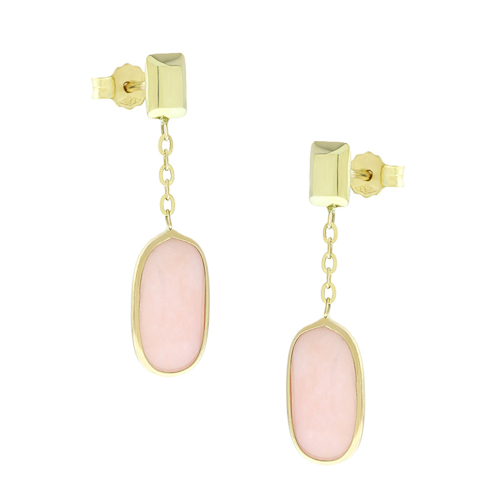 ΣΚΟΥΛΑΡΙΚΙΑ SENZIO Collection Κ14 Κίτρινο Χρυσό με Ροζ Οπάλιο 5PAR.250OR - 