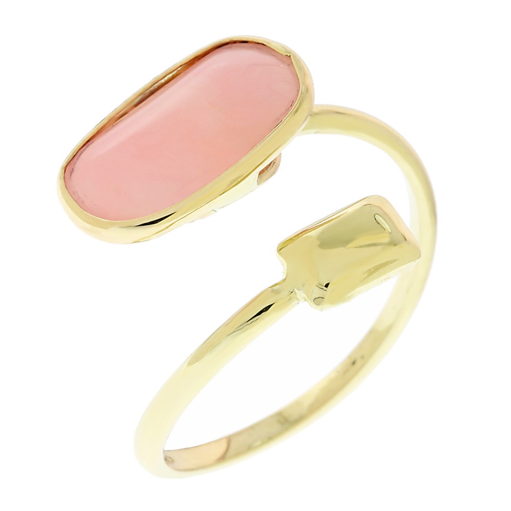 ΔΑΧΤΥΛΙΔΙ SENZIO Collection Κ14 Κίτρινο Χρυσό με Ροζ Οπάλιο 5PAR.250R - 