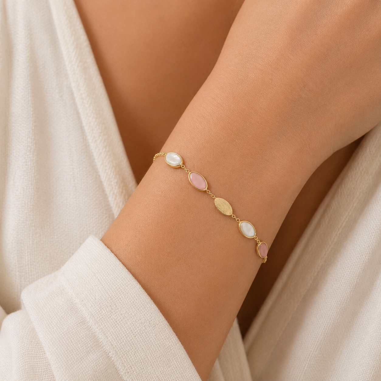 BRACELET Women's SENZIO Collection K14 Yellow Gold with Zircon Stones 5PAR.341B - 