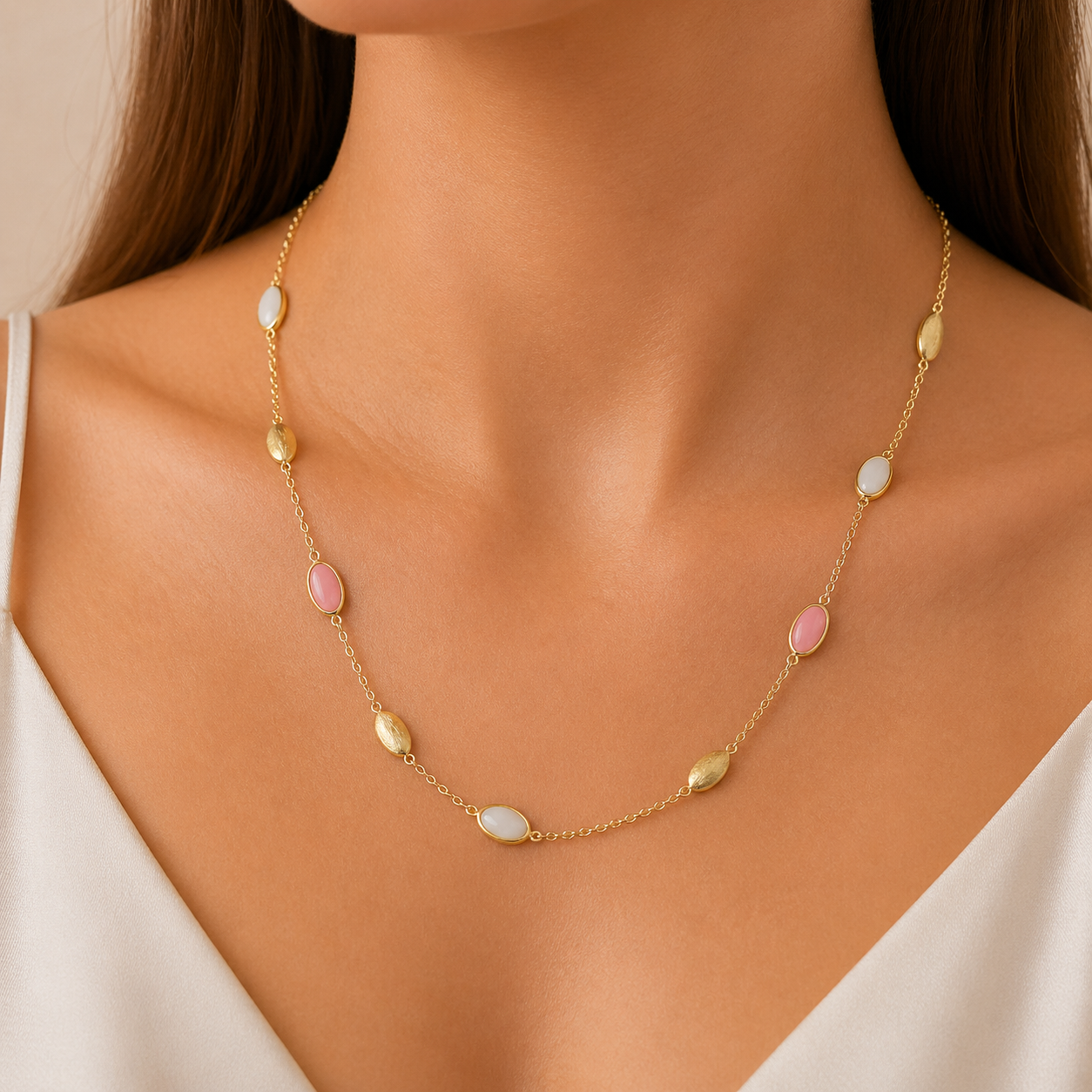 NECKLACE SENZIO Collection Yellow Gold K14 with Zircon Stones 5PAR.341C - 