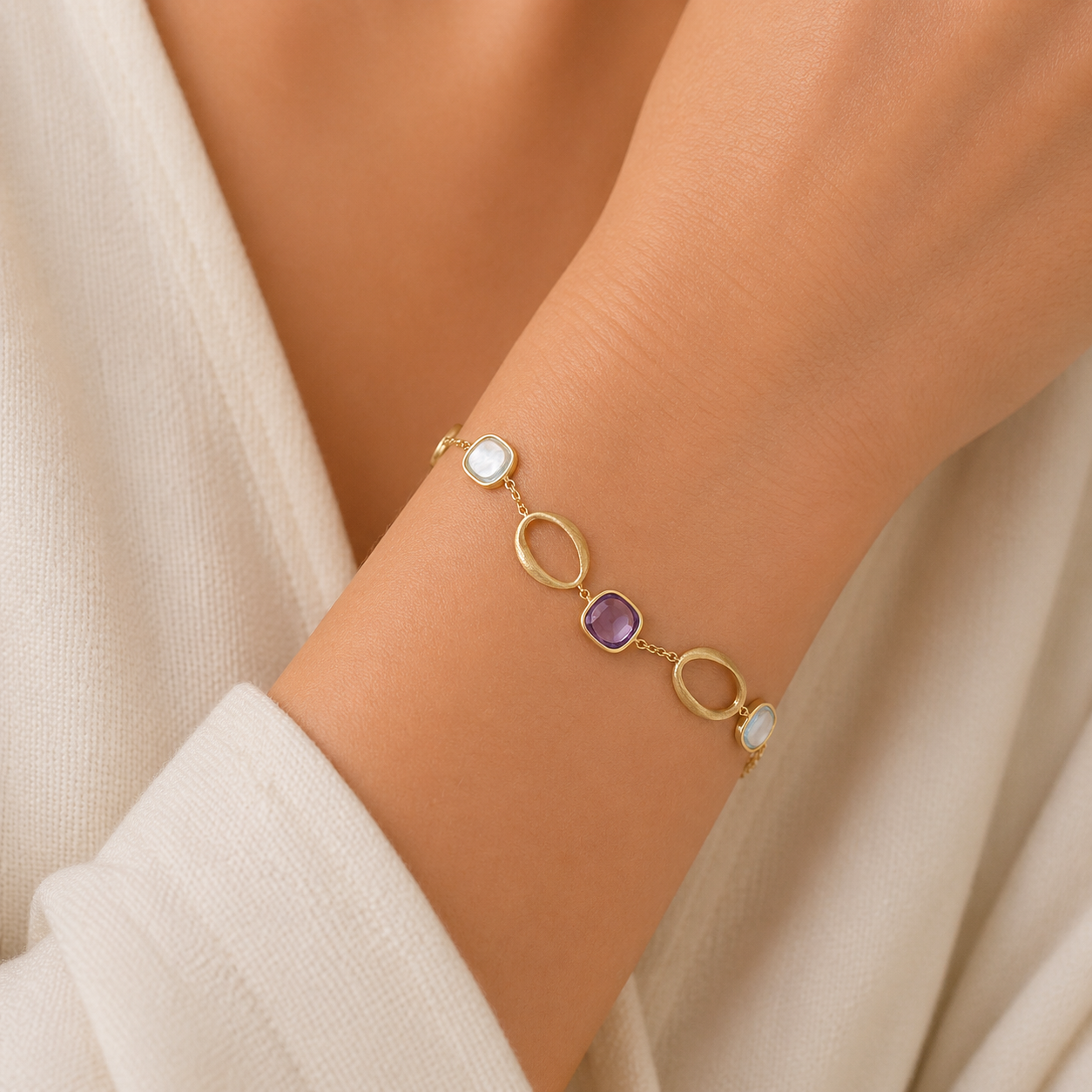 ΒΡΑΧΙΟΛΙ SENZIO Collection Κ14 Κίτρινο Χρυσό με Πέτρες Ζιργκόν 5PAR.377B - 