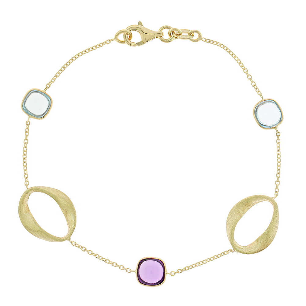 ΒΡΑΧΙΟΛΙ SENZIO Collection Κ14 Κίτρινο Χρυσό με Πέτρες Ζιργκόν 5PAR.377B - 