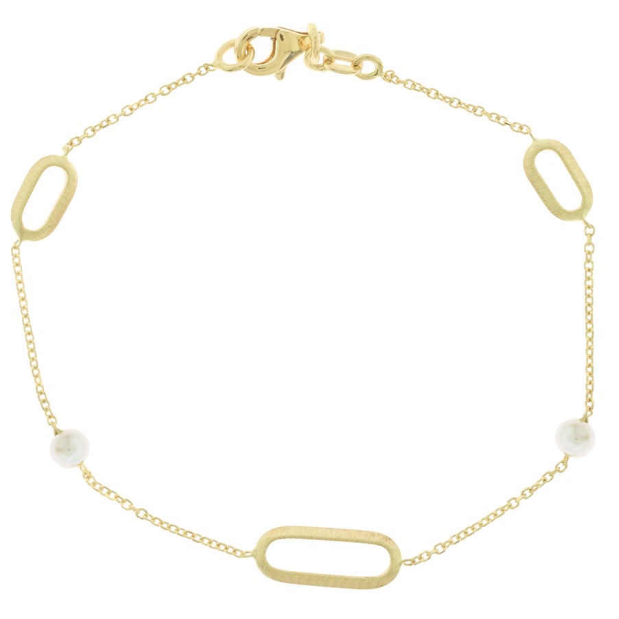 ΒΡΑΧΙΟΛΙ SENZIO Collection Κ14 Κίτρινο Χρυσό με Μαργαριτάρια 5PAR.387B - 