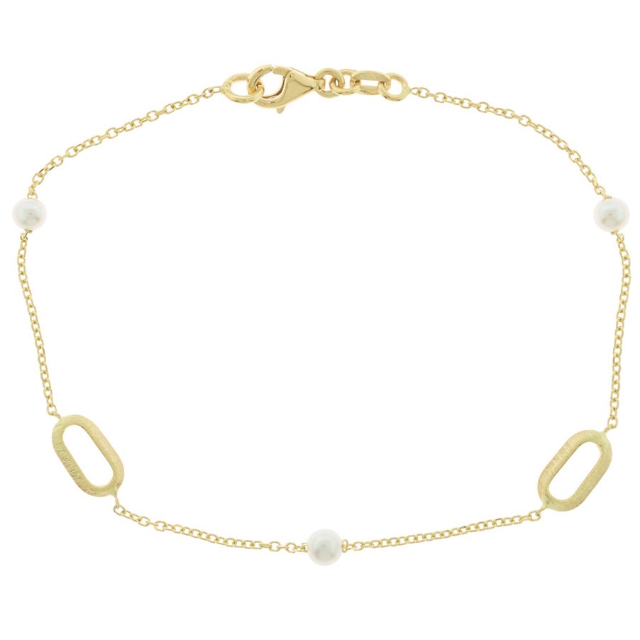 ΒΡΑΧΙΟΛΙ SENZIO Collection Κ14 Κίτρινο Χρυσό με Μαργαριτάρια 5PAR.389B - 