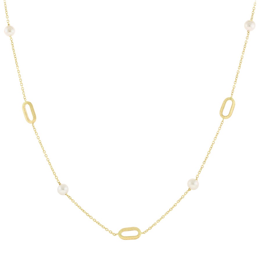 ΚΟΛΙΕ SENZIO Collection σε Κ14 Κίτρινο Χρυσό με Μαργαριτάρια 5PAR.389C - 