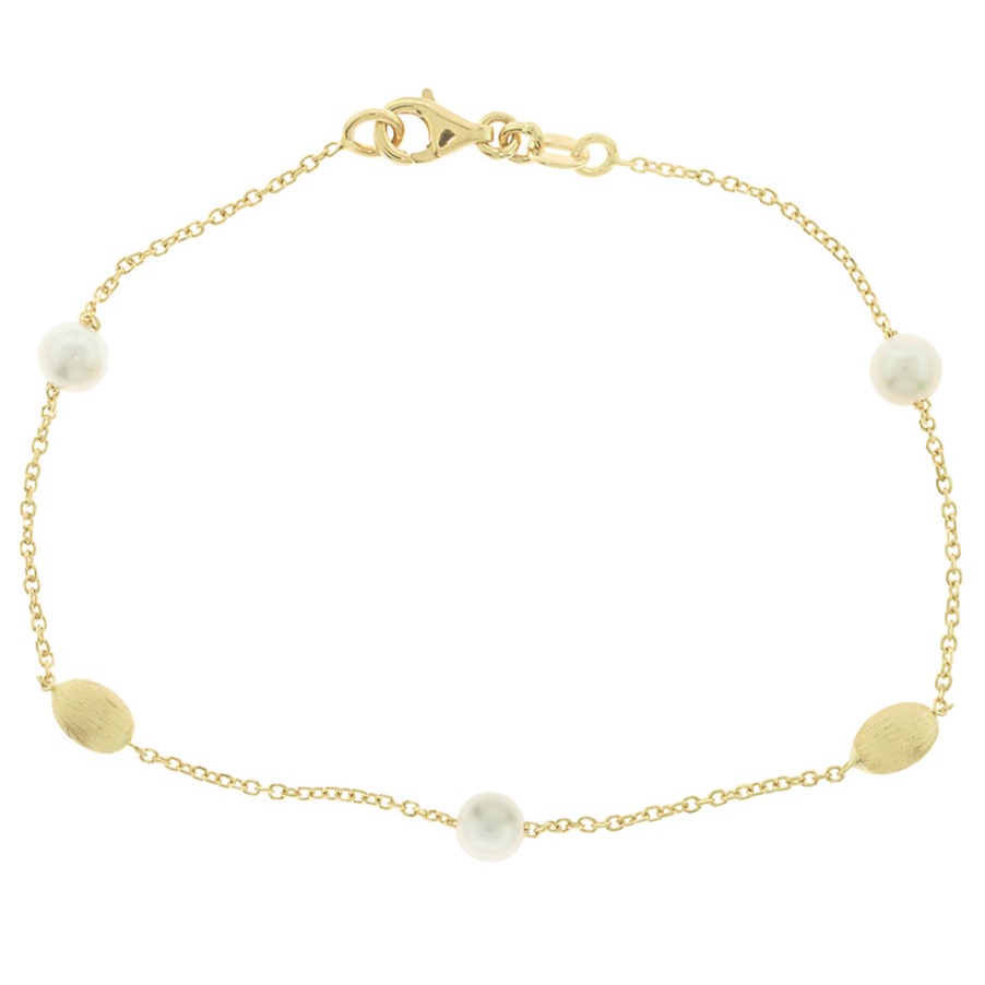 ΒΡΑΧΙΟΛΙ SENZIO Collection Κ14 Κίτρινο Χρυσό με Μαργαριτάρια 5PAR.390B - 