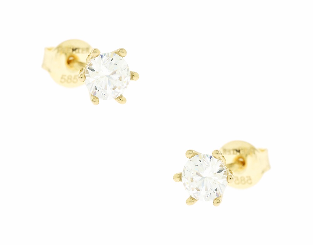 ΣΚΟΥΛΑΡΙΚΙΑ Μονόπετρα Κίτρινο Χρυσό 14Κ με Ζιργκόν 5PRE.01.21814OR - 