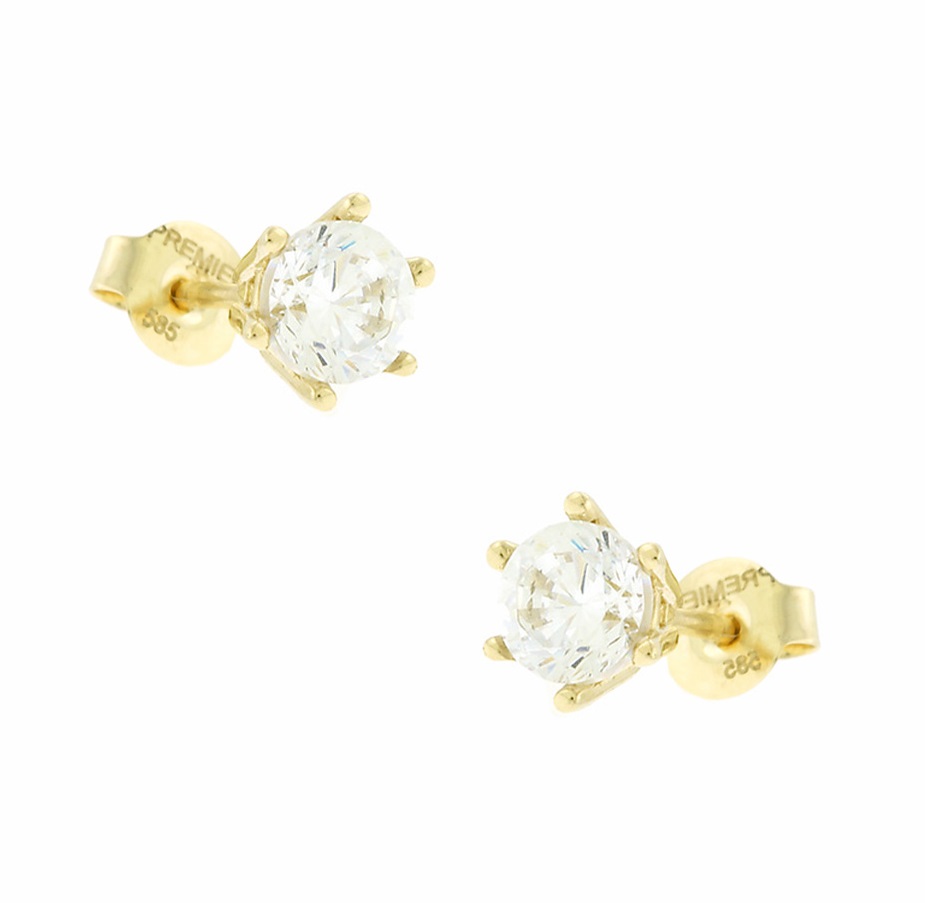 ΣΚΟΥΛΑΡΙΚΙΑ Μονόπετρα σε Κίτρινο Χρυσό Κ14 με Πέτρες Ζιργκόν 5PRE.31816OR