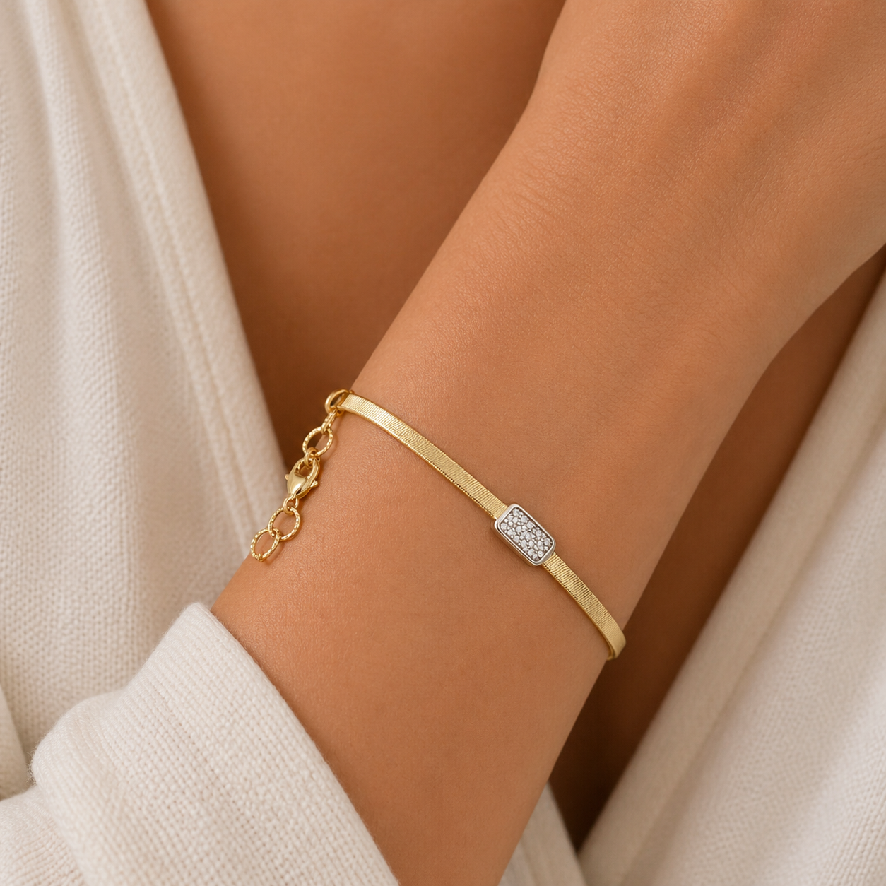 BRACELET Women's SENZIO Collection K14 Yellow Gold with Zircon Stones 5RAN.3107B - 