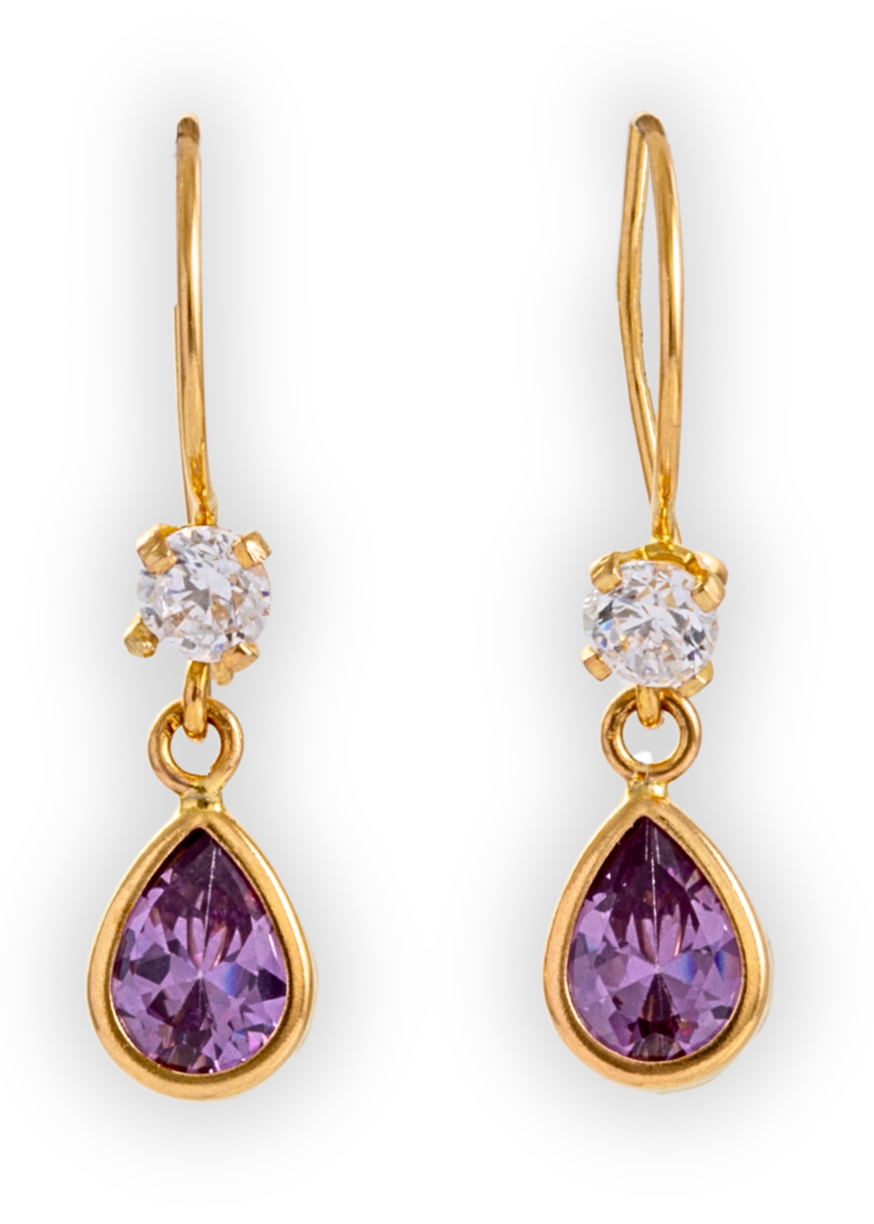 ΣΚΟΥΛΑΡΙΚΙΑ Κρεμαστά SENZIO Collection Κίτρινο Χρυσό Κ14 με Μωβ και Ροζ Πέτρες Ζιργκόν 5RAZ.008OR.PP - 