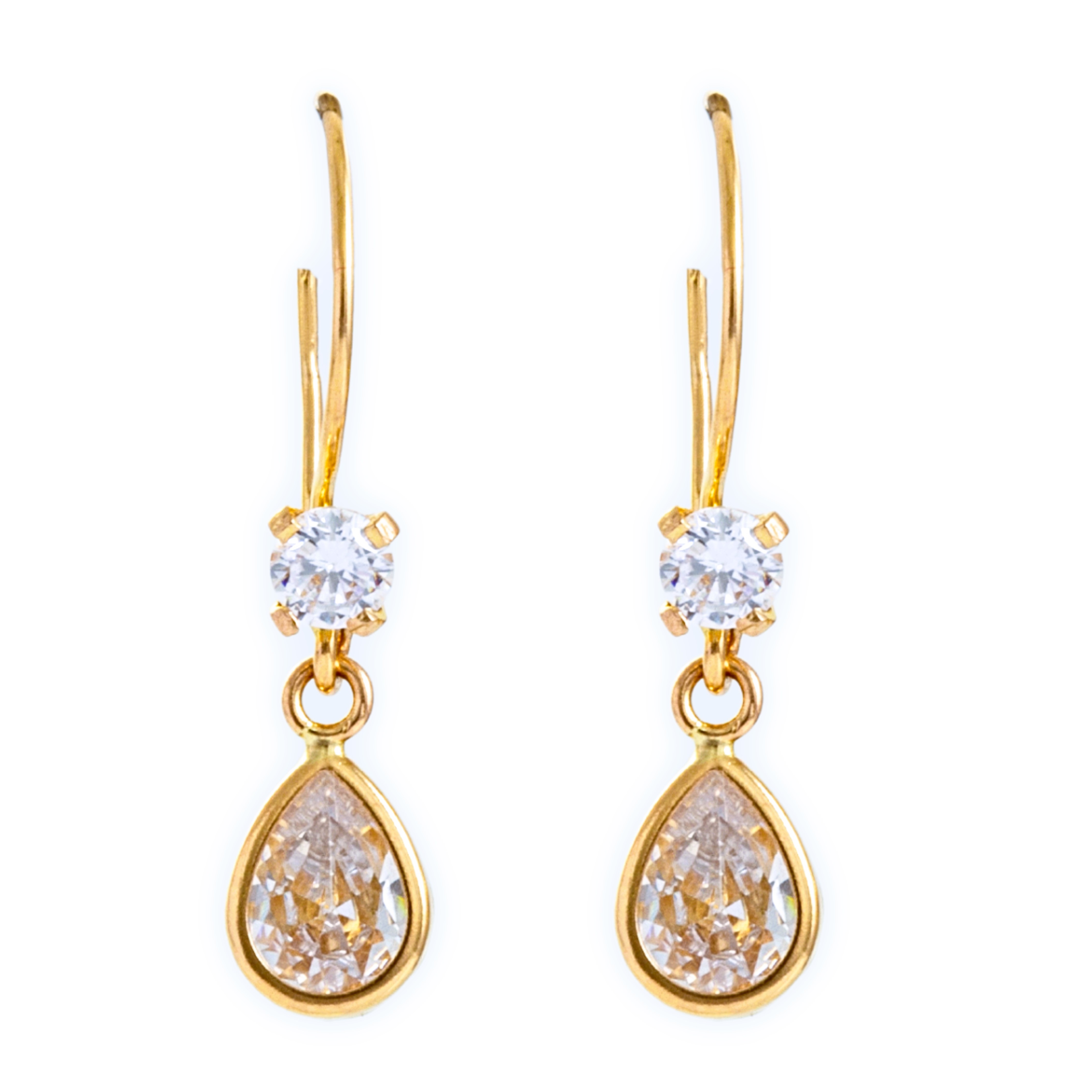 EARRINGS Dangle SENZIO Collection Yellow Gold K14 with White Zircon Stones 5RAZ.008OR.W