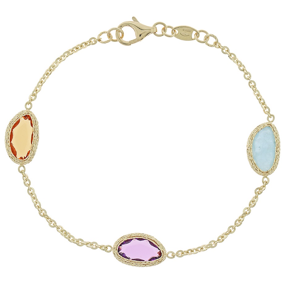 BRACELET SENZIO Collection K14 Yellow Gold Zircon Stones 5RG.6429B - 