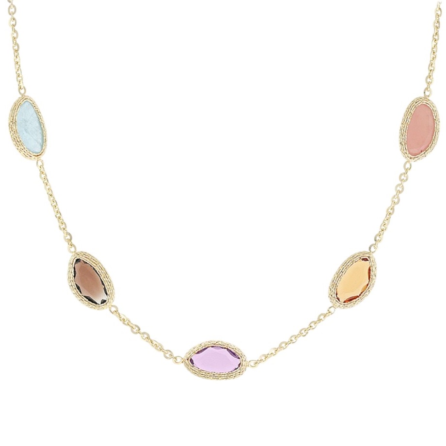 NECKLACE SENZIO Collection K14 Yellow Gold with Zircon Stones 5RG.6429C