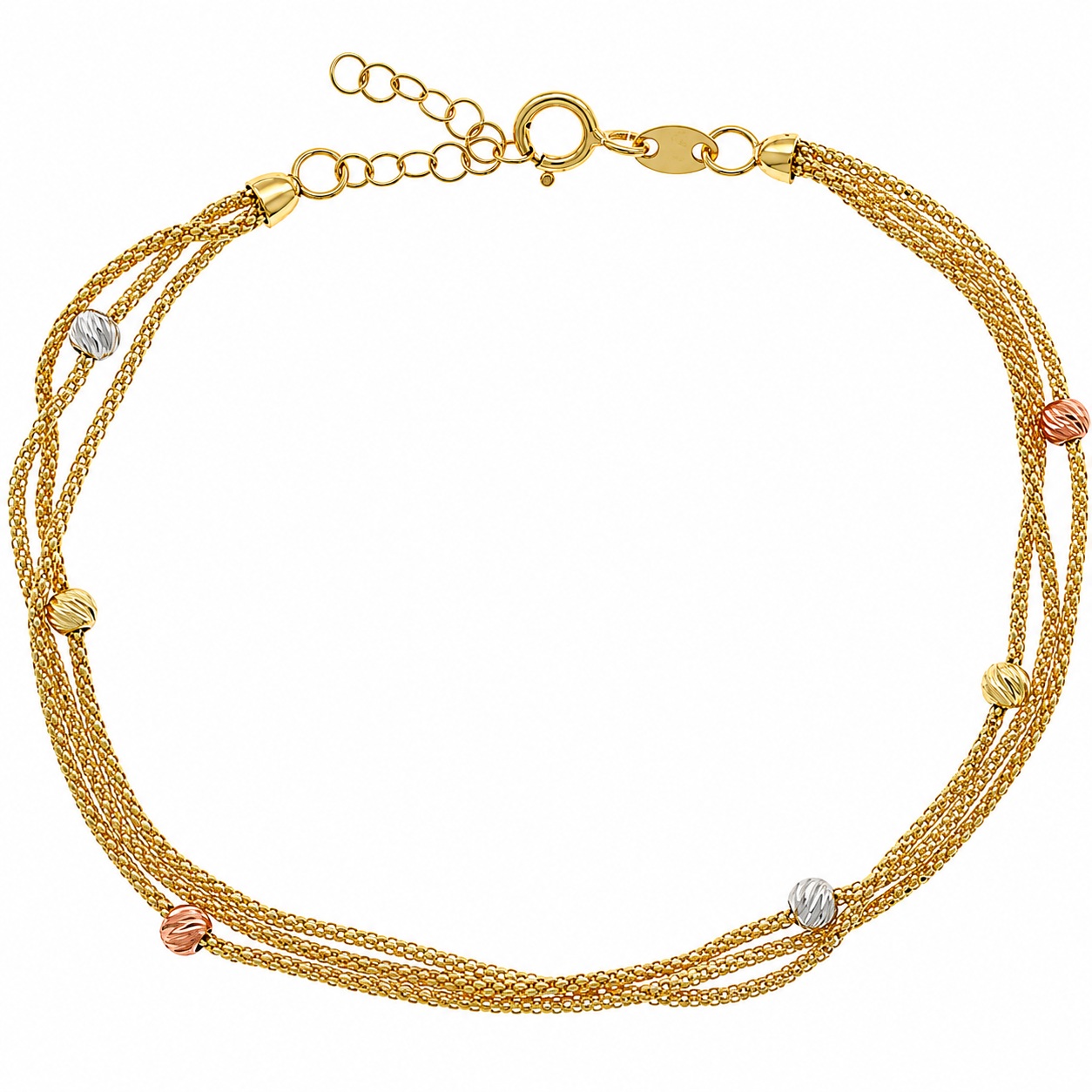 BRACELET Beaded SENZIO Collection in K14 Yellow,White and Rose Gold 5STR.2018TB - 
