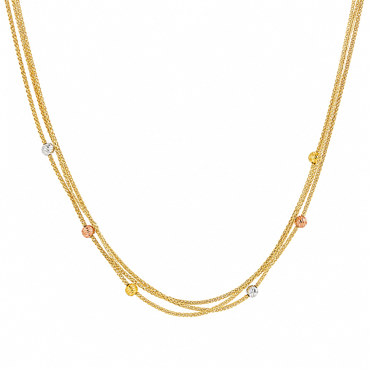 NECKLACE Beaded SENZIO Collection in Yellow, White and Rose Gold K14 5STR.2018TC - 