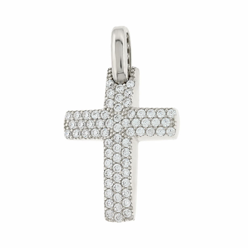 ΣΤΑΥΡΟΣ SENZIO Collection από Κ14 Λευκό Χρυσό με πέτρες Ζιργκόν 5XA.01.315BCR