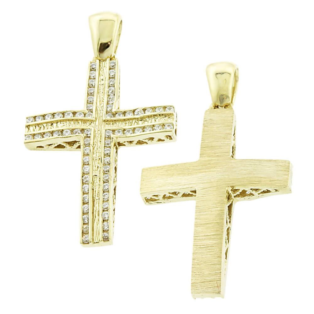 ΣΤΑΥΡΟΣ SENZIO Collection από Κ14 Κίτρινο Χρυσό με πέτρες Ζιργκόν 5XA.01.B373CR - 