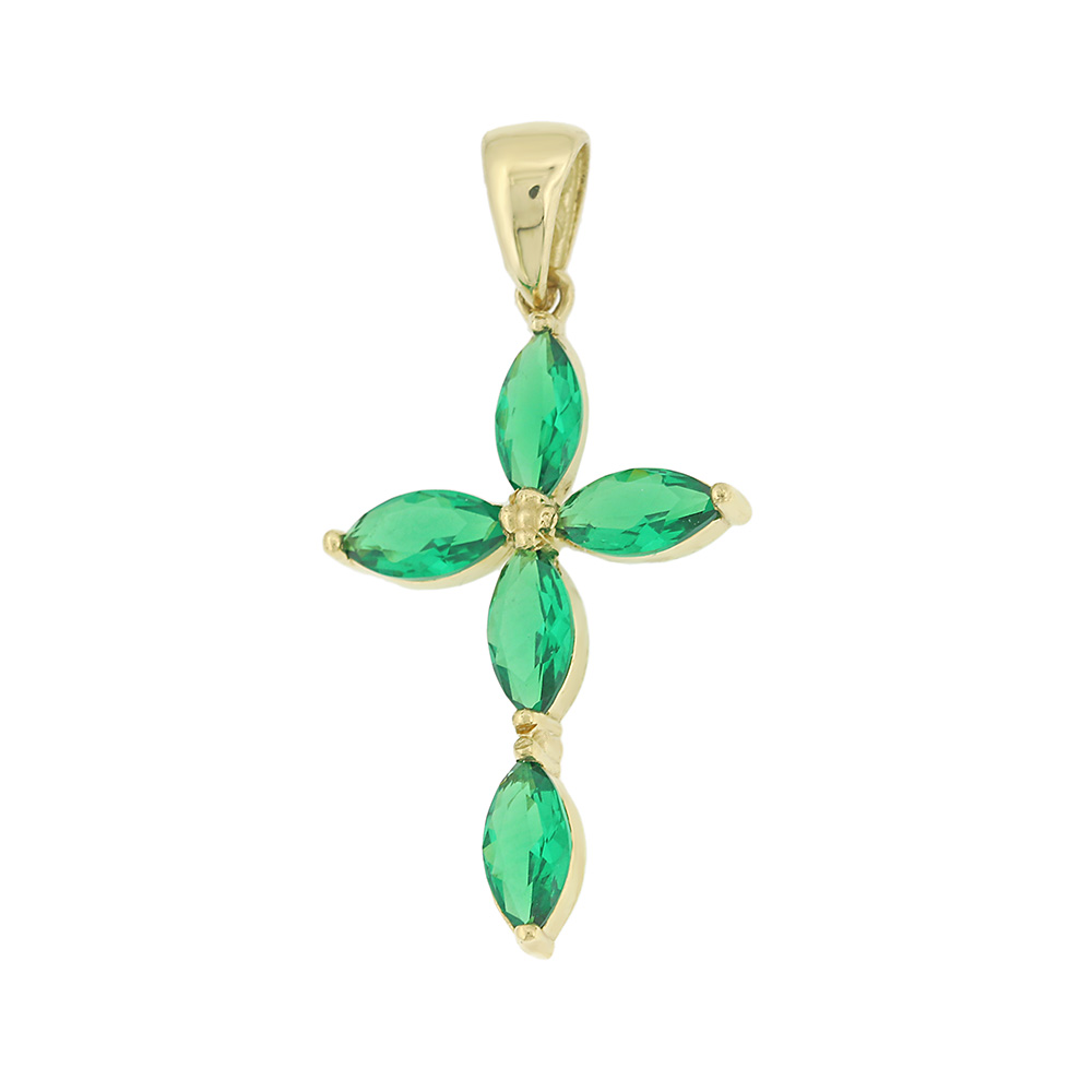 ΣΤΑΥΡΟΣ SENZIO Collection από Κ14 Κίτρινο Χρυσό με πέτρες Ζιργκόν 5XA.210CR