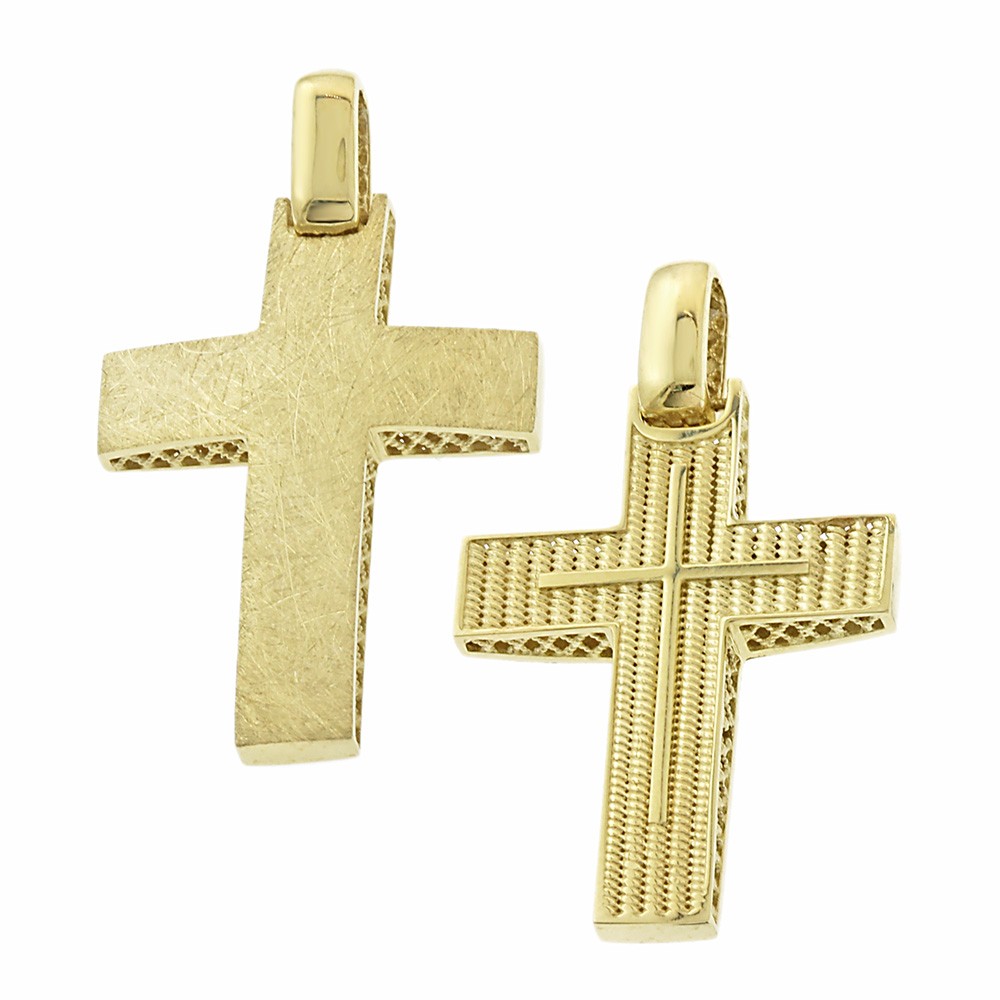 ΣΤΑΥΡΟΣ Διπλής Όψης από Κ14 Κίτρινο Χρυσό 5XA.A415CR