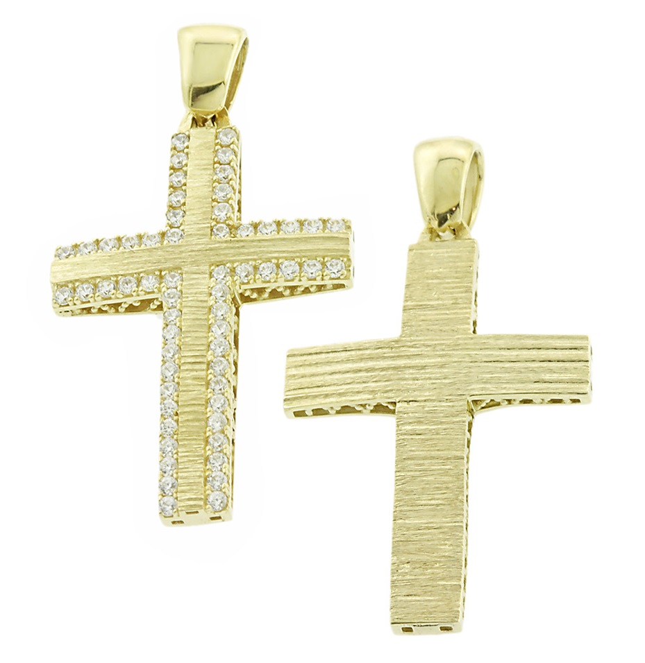 CROSS Double Sided from Yellow Gold 14K with Zircon 5XA.A782CR
