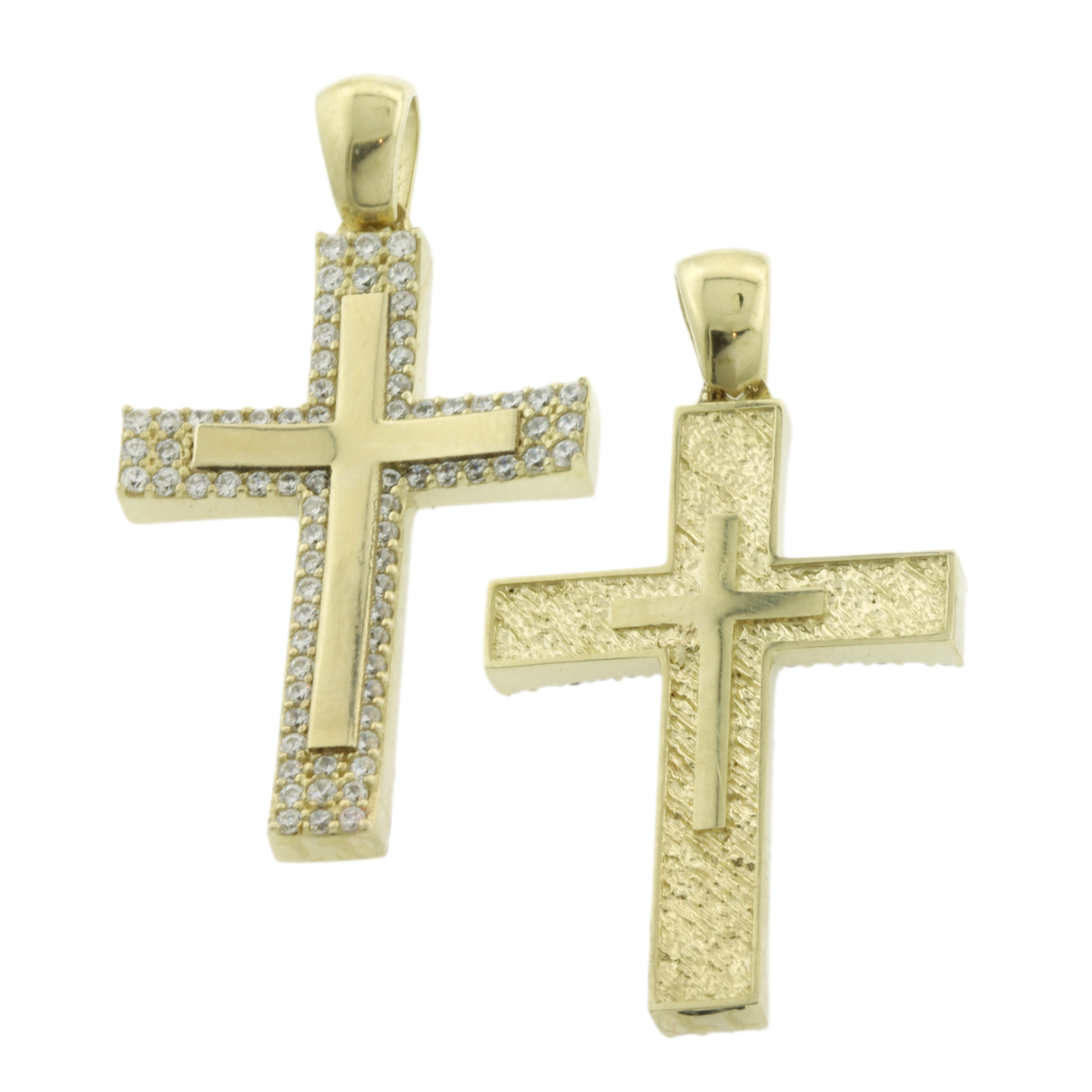 ΣΤΑΥΡΟΣ Διπλής Όψης από Κίτρινο Χρυσό 14K με Ζιργκόν 5XA.B921CR - 