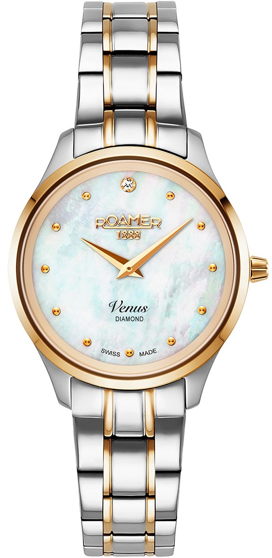 ROAMER Venus Pearl Dial with Diamond 30mm Two Tone Gold Stainless Steel Bracelet 601857-47-89-20 - 
