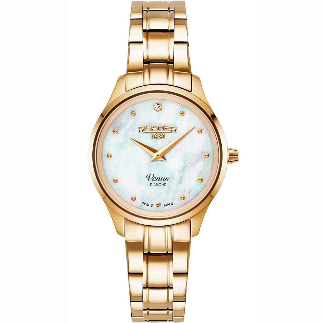 ROAMER Venus Pearl Dial with Diamond 30mm Gold Stainless Steel Bracelet 601857-48-89-20 - 