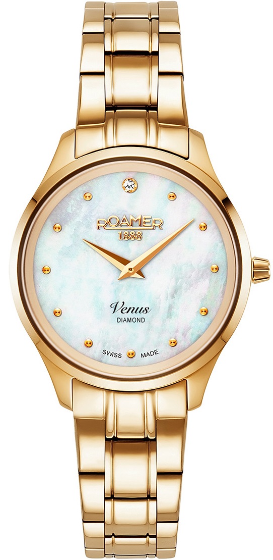 ROAMER Venus Pearl Dial with Diamond 30mm Gold Stainless Steel Bracelet 601857-48-89-20 - 