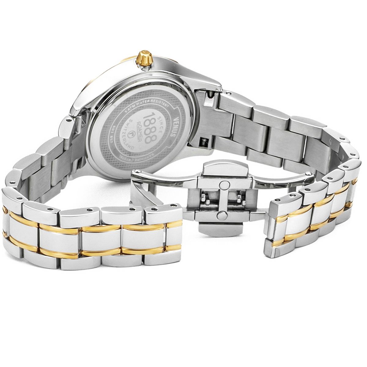 ROAMER Venus Blue Pearl Dial with Diamond 30mm Two Tone Gold Stainless Steel Bracelet 601857-47-40-20 - 3