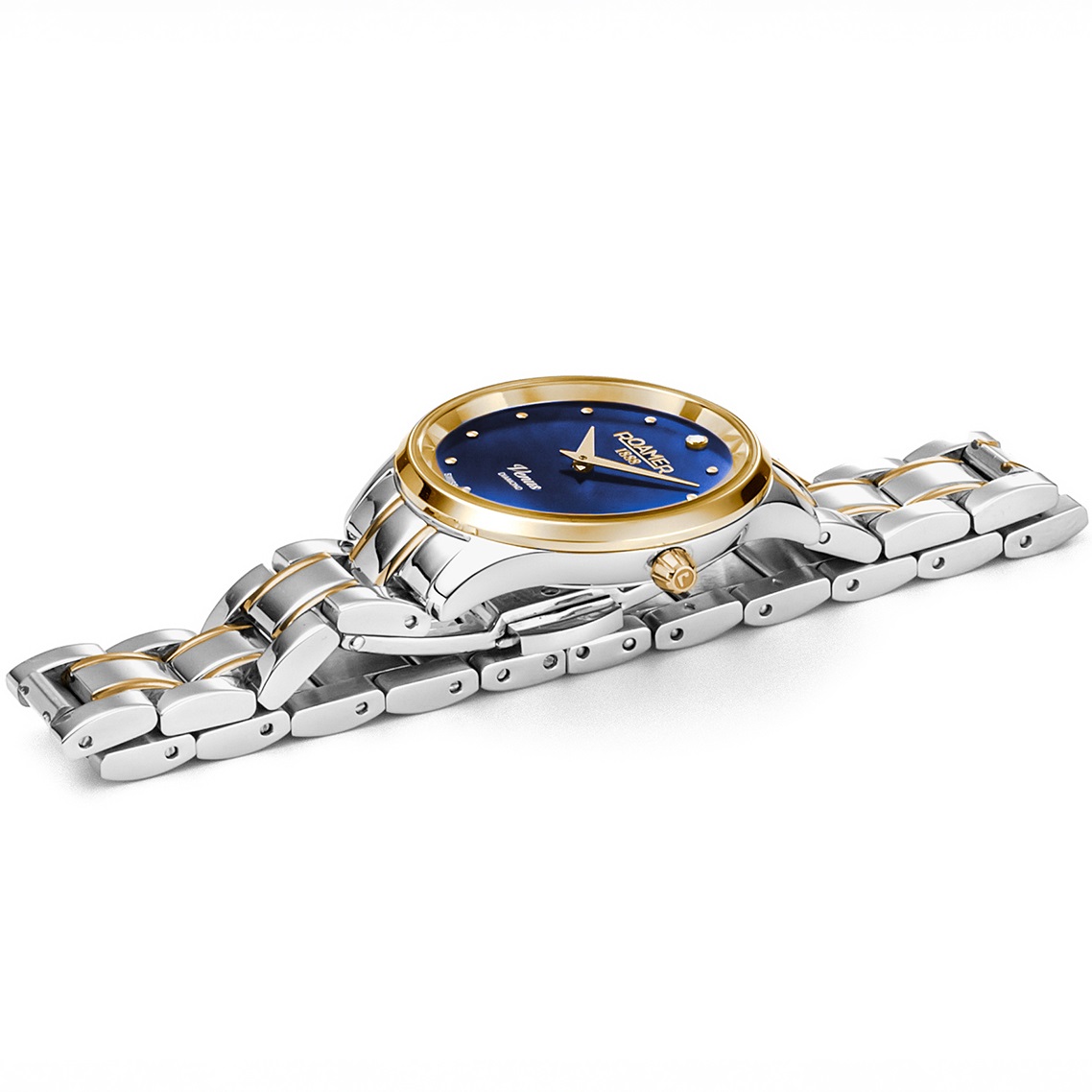 ROAMER Venus Blue Pearl Dial with Diamond 30mm Two Tone Gold Stainless Steel Bracelet 601857-47-40-20 - 