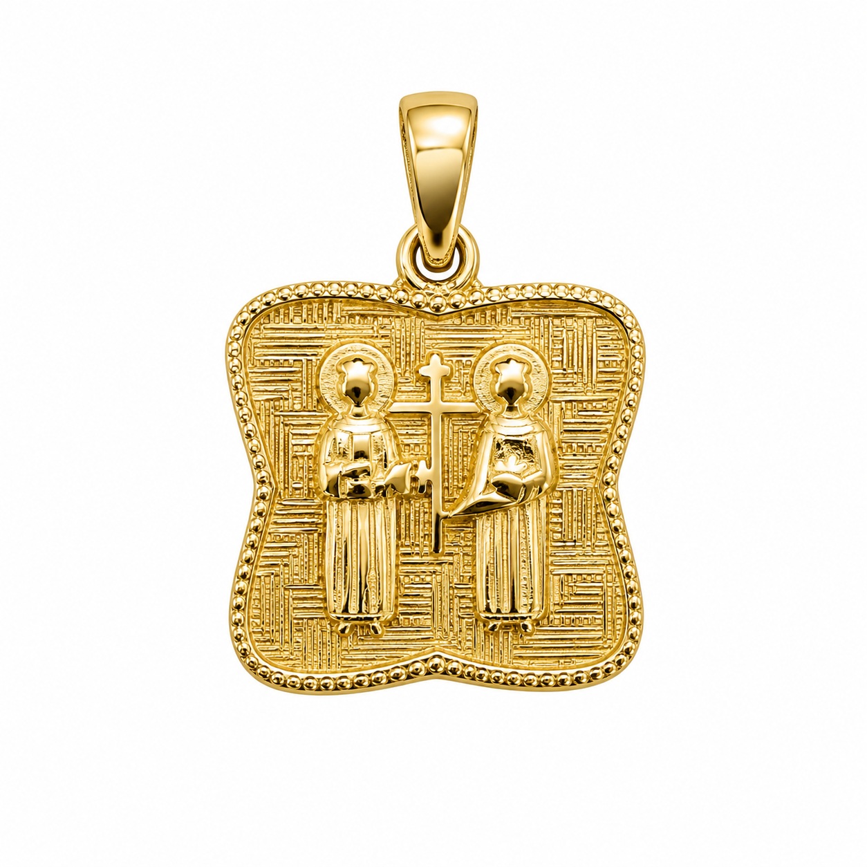 PENDANT Double Sided Constantinato SENZIO Collection from K9 Yellow Gold with Zircon Stones 3LAV.D626P - 