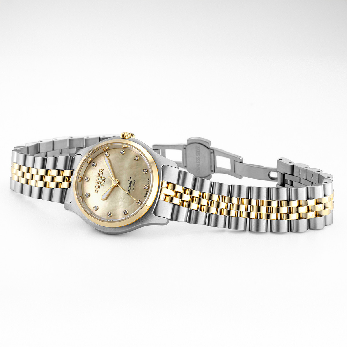 ROAMER Cassandra Diamond Gold Pearl Dial 31mm Two Tone Gold Stainless Steel Bracelet 626847-47-39-20 - 