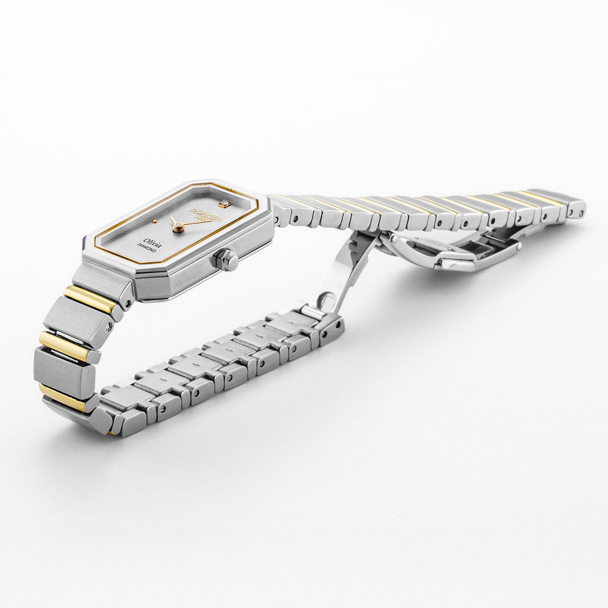 ROAMER Olivia Diamond Silver Dial 18x29mm Two Tone Gold Stainless Steel Bracelet 627845-47-19-20 - 3