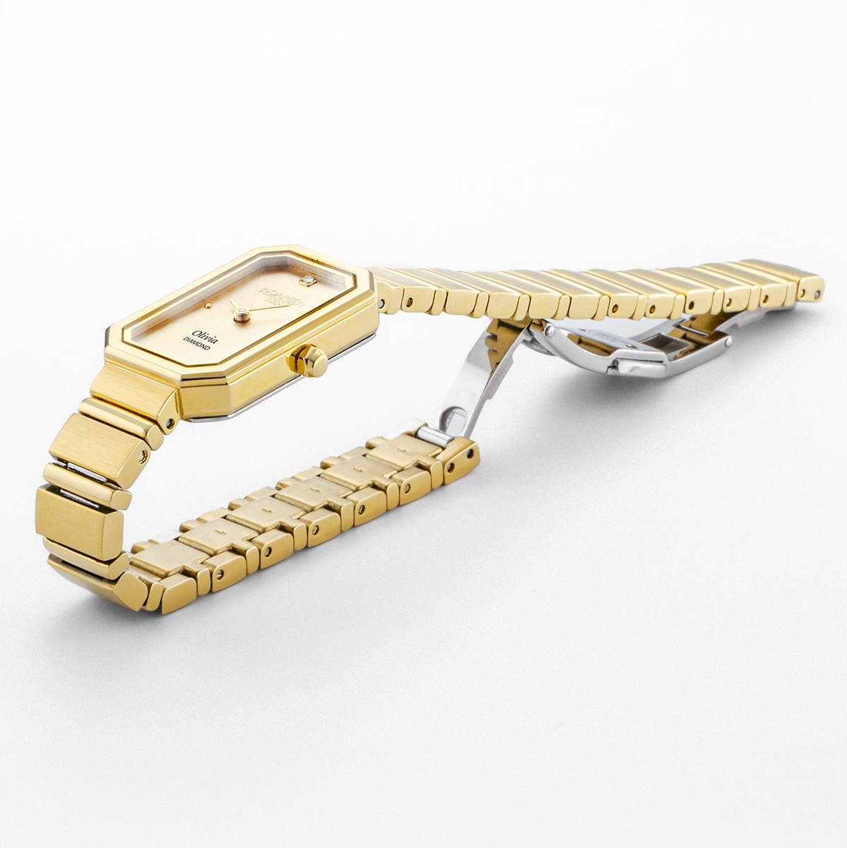 ROAMER Olivia Diamond Silver Dial 18x29mm Gold Stainless Steel Bracelet 627845-48-39-20 - 3