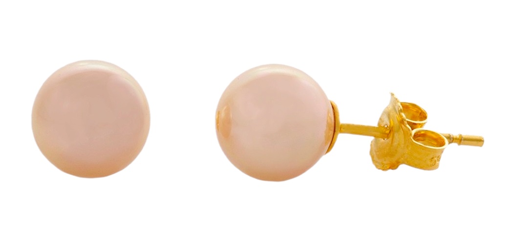 ΣΚΟΥΛΑΡΙΚΙΑ Μονόπετρα σε Κίτρινο Χρυσό 14Κ με Ροζ Μαργαριτάρια 6491-3 - 